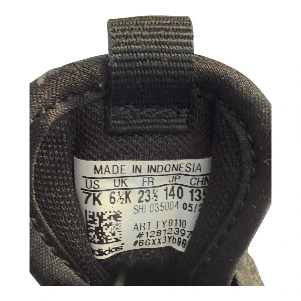 Adidas Kids Black Mesh Lace Up Athletic Running‎ Shoes Sneakers Size 7K